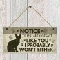 If My Cat Doesn't Like You" Wood Plaque Door Hanger Sign Decor 8"x4