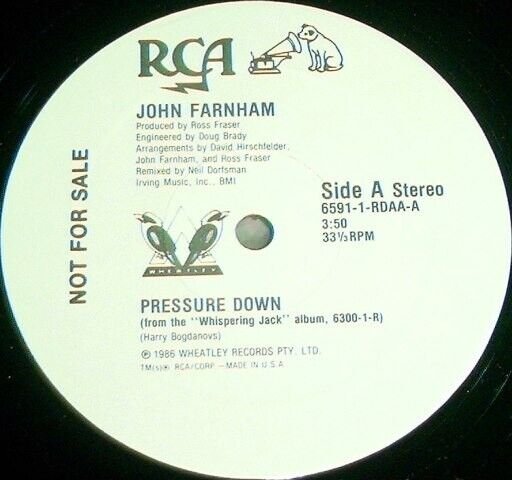 John Farnham &acirc;��&acirc;�� Pressure Down 12" Vinyl Maxi 1986