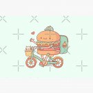 Cute Burger On Bicycle, Fast Food Delivery Bath Mat YaoXiao