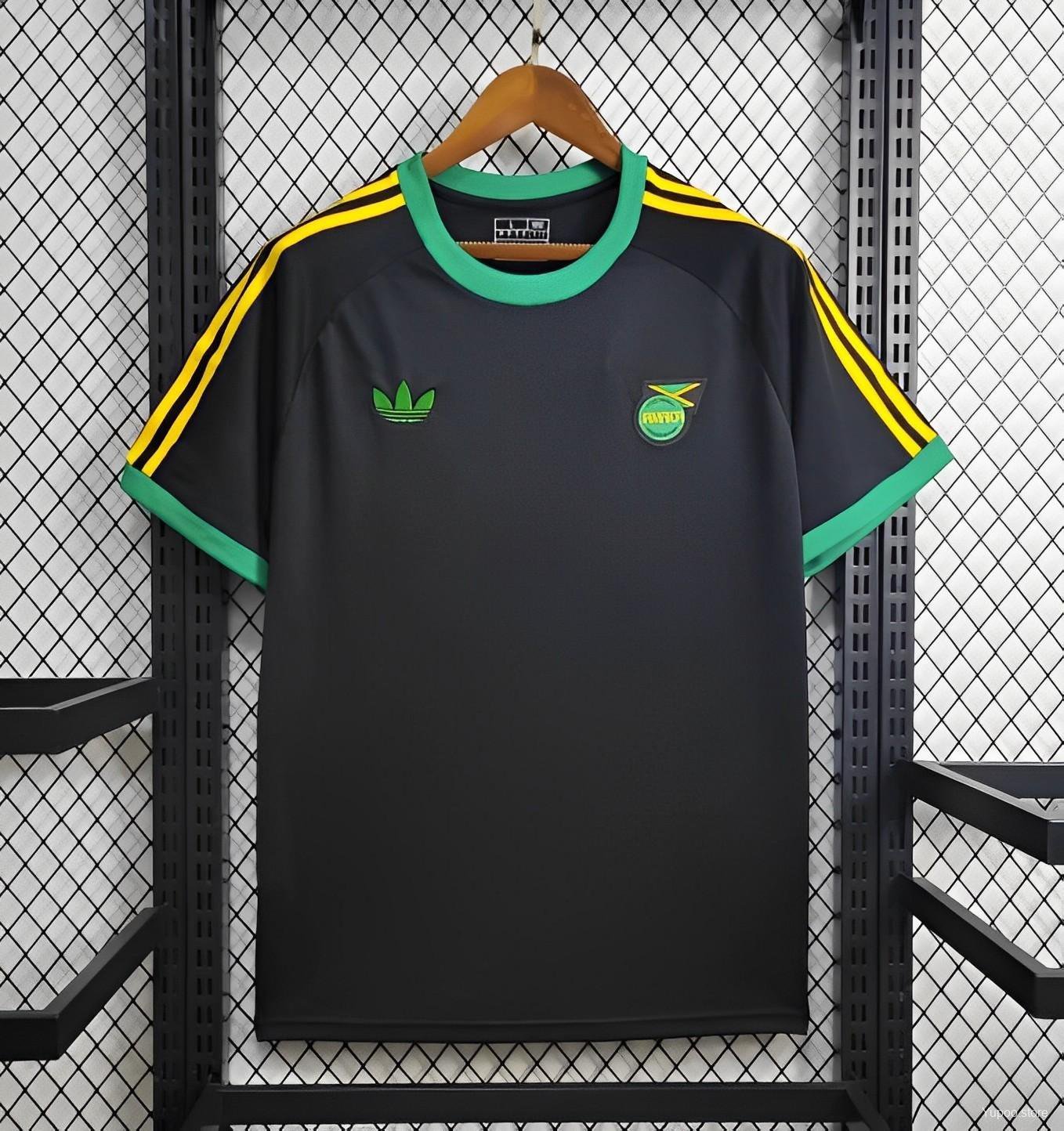 Jamaica Adicolor Classics 3 Stripes Black T-Shirt 2024 Soccer Football Jersey