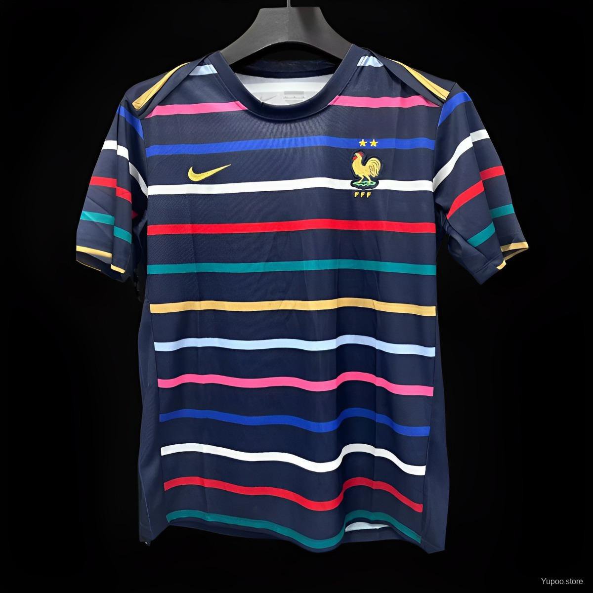 France Training Mixed Color Stripe 2024 Adult Football Soccer Jersey
