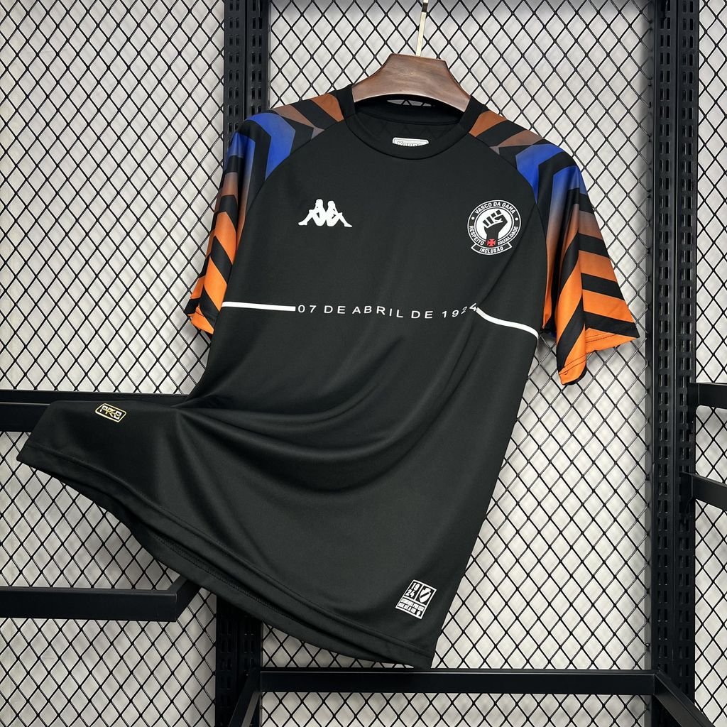 Vasco Da Gama Kappa Warm-up Black 24/25 Adult Soccer Futbol Football Jersey