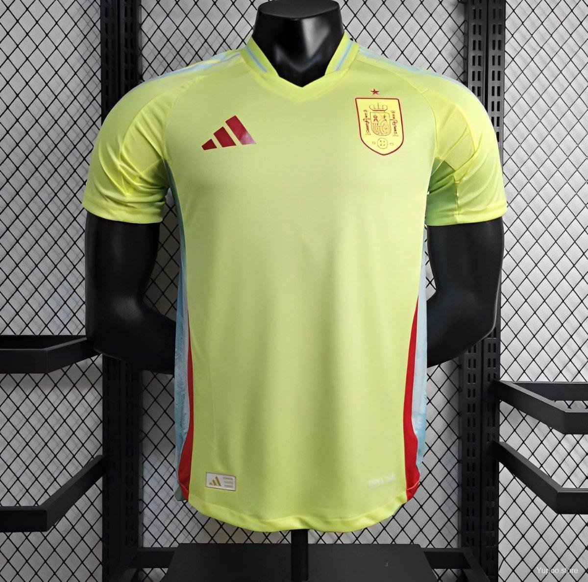 Spain Away Yellow 2024 Player Authentic Soccer Football Futbol Jersey Kit