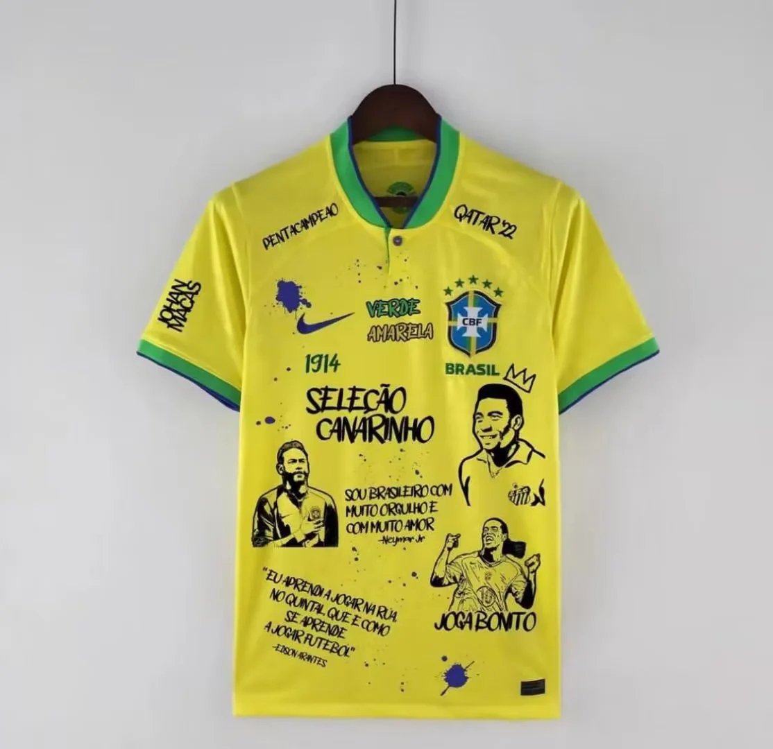 Pele Brazil Retro Tribute Special Version Home World Cup Jersey
