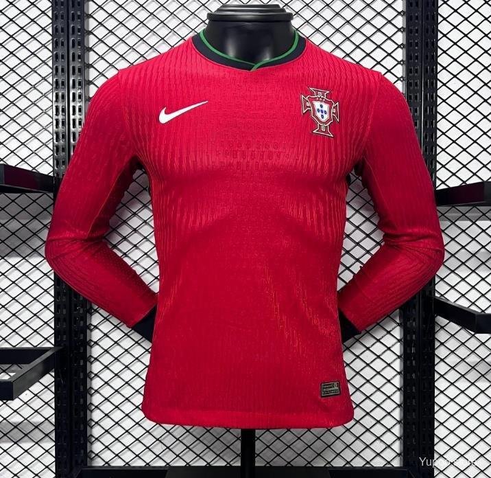 Portugal Home Long Sleeve 2024 Player Authentic Soccer Football Futbol Jersey Kit