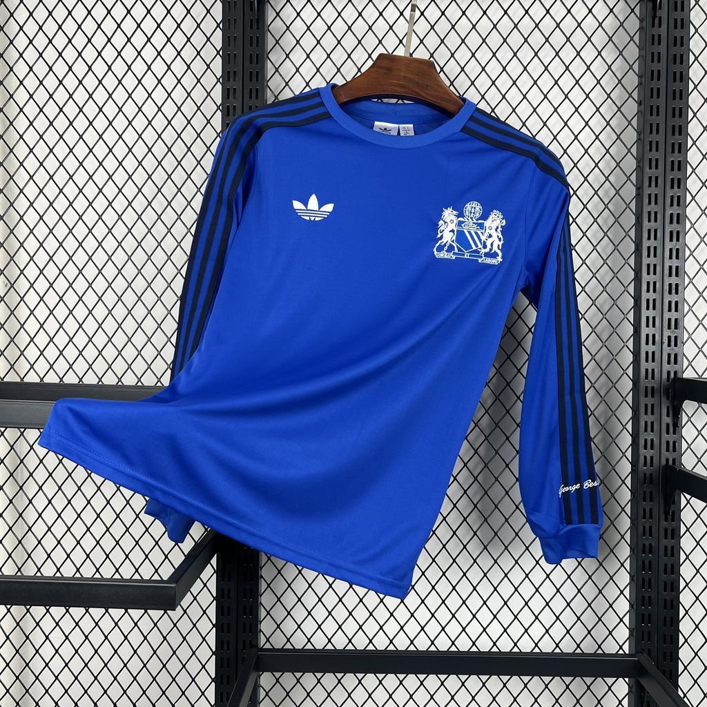 Manchester United Joint Edition Blue Retro 24/25 Long Sleeve Adult Soccer Football Jersey