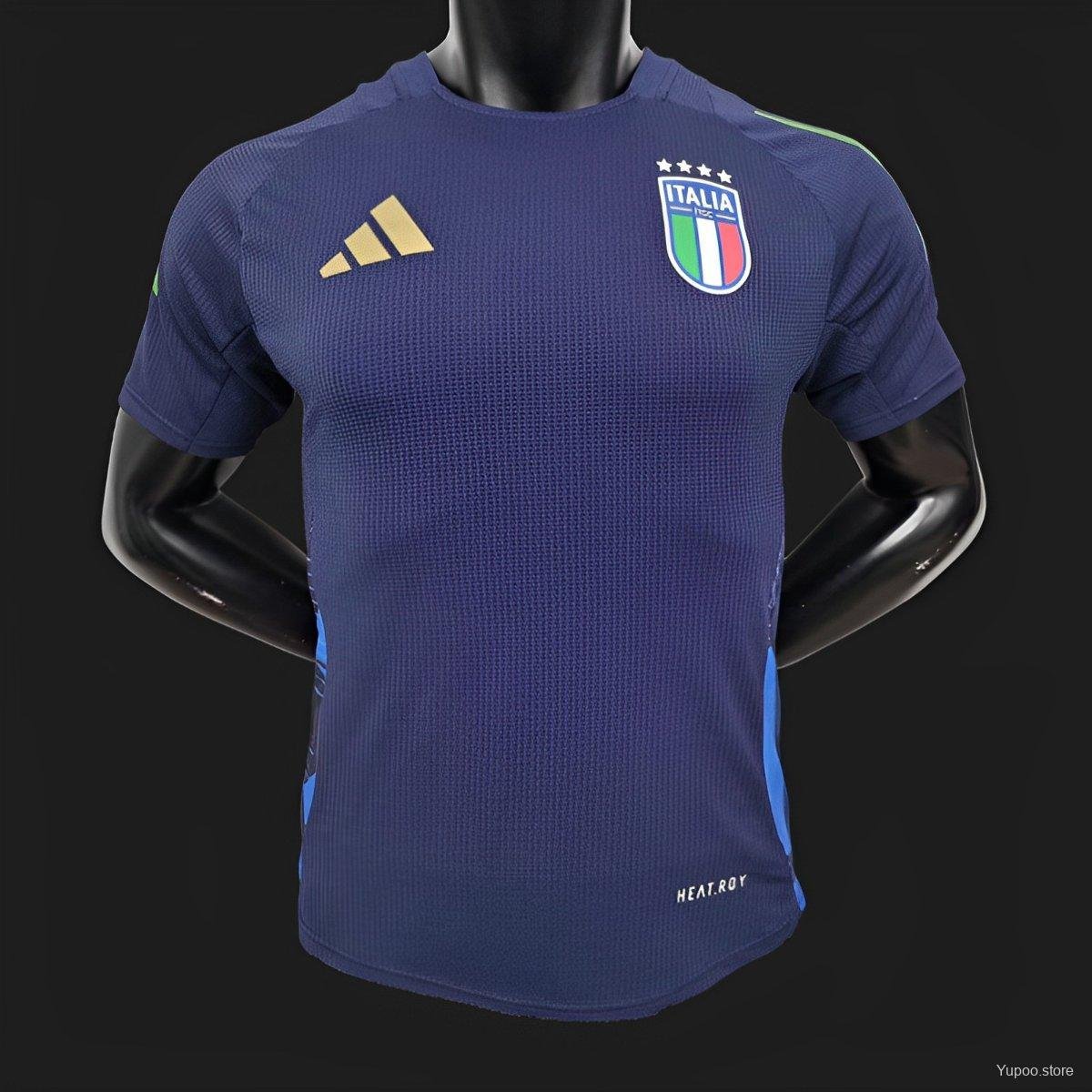 Italy Navy Special 2024 Player Authentic Soccer Football Futbol Jersey Kit