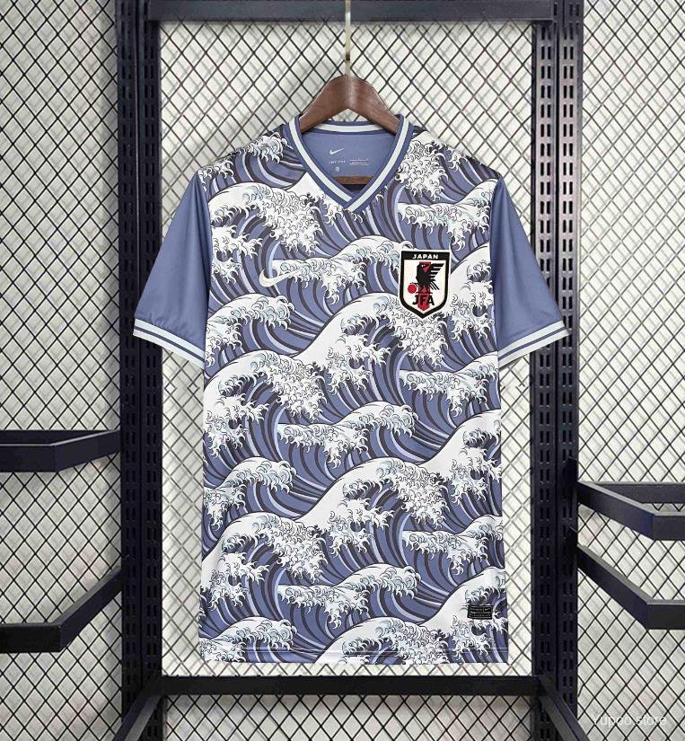 Japan Blue The Great Wave off Kanagawa Concept Training 2024 Football Futbol Soccer Adults Jersey