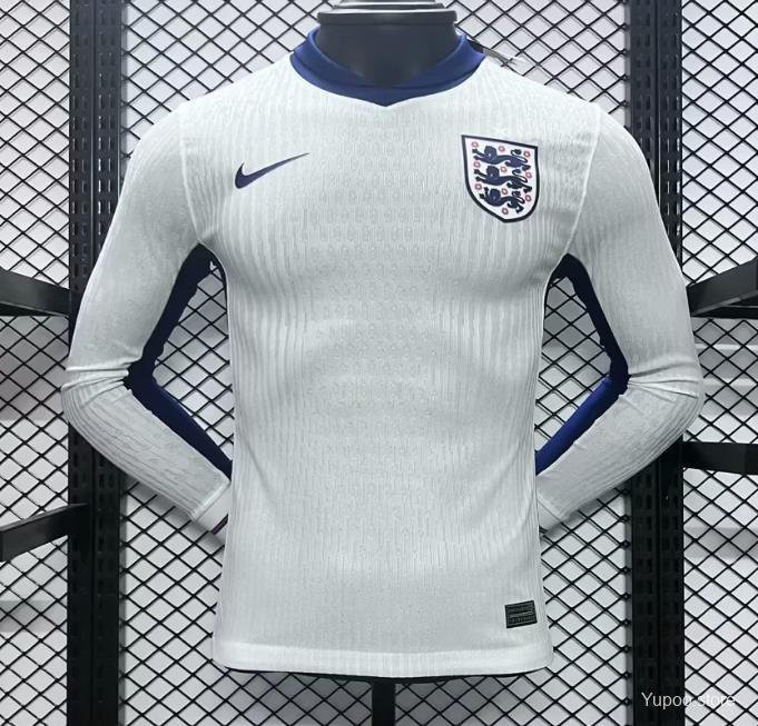 England Home Long Sleeve 2024 Player Authentic Soccer Football Futbol Jersey Kit