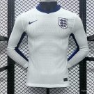 England Home Long Sleeve 2024 Player Authentic Soccer Football Futbol Jersey Kit