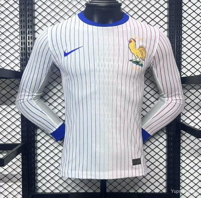 France Away Long Sleeve 2024 Player Authentic Soccer Football Futbol Jersey Kit