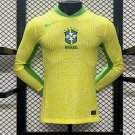 Brazil Home Long Sleeve 2024 Player Authentic Soccer Football Futbol Jersey Kit