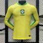 Brazil Home Long Sleeve 2024 Player Authentic Soccer Football Futbol Jersey Kit