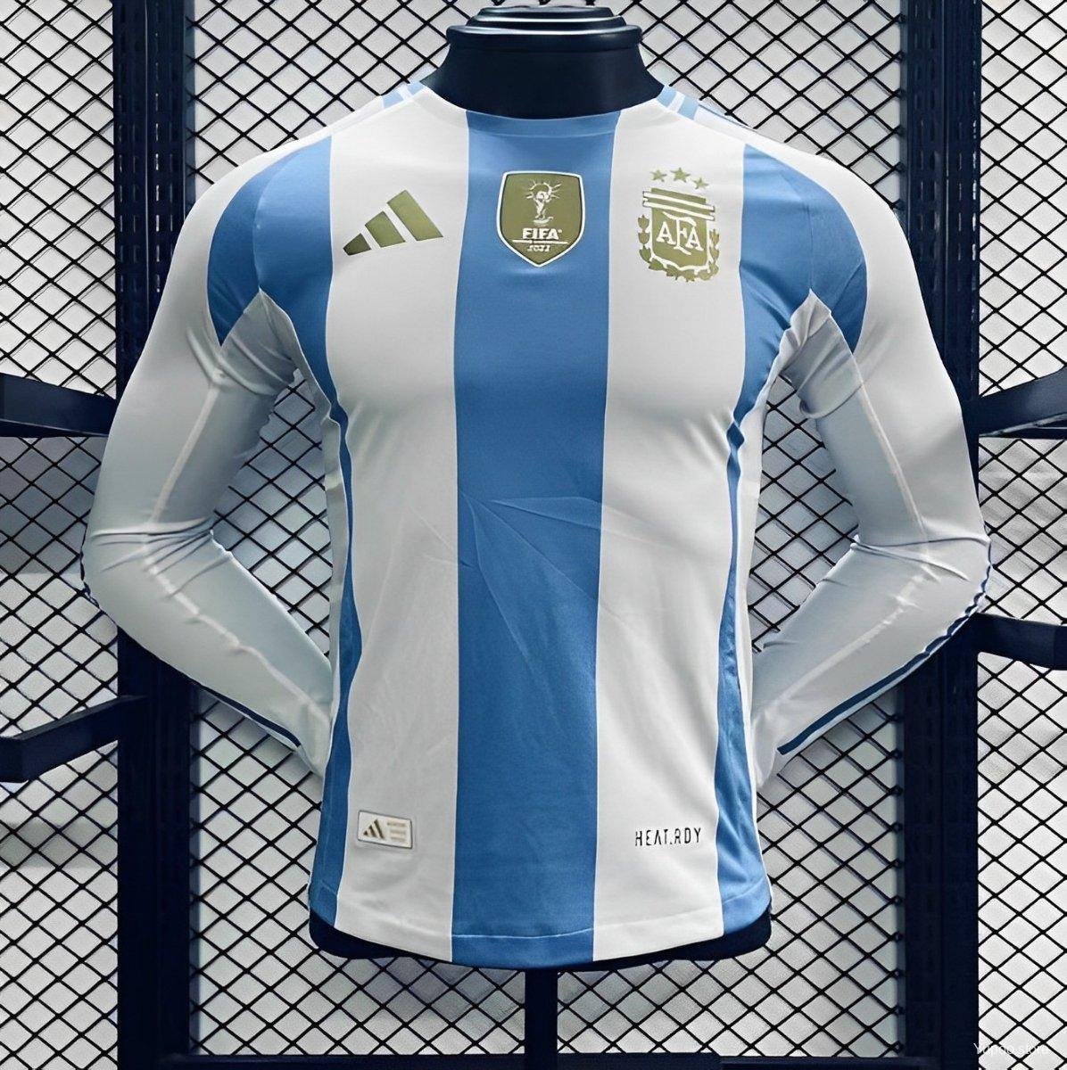 Argentina Long Sleeve Home 2024 Player Authentic Soccer Football Futbol Jersey Kit