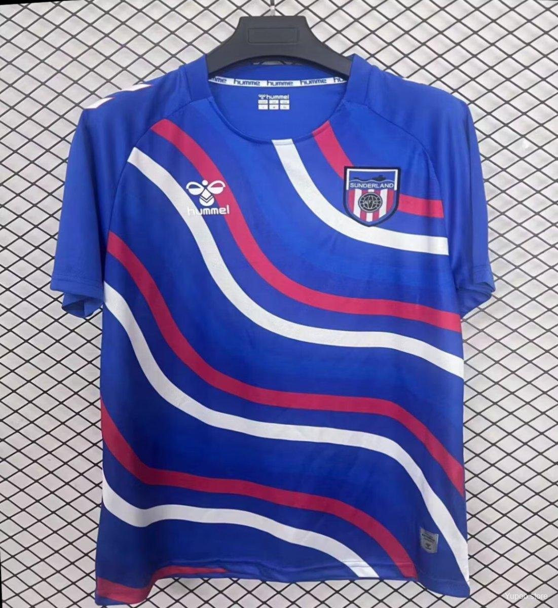 Sunderland Blue with Flowing Wave Stripes Pre-Match 25/26 Jersey