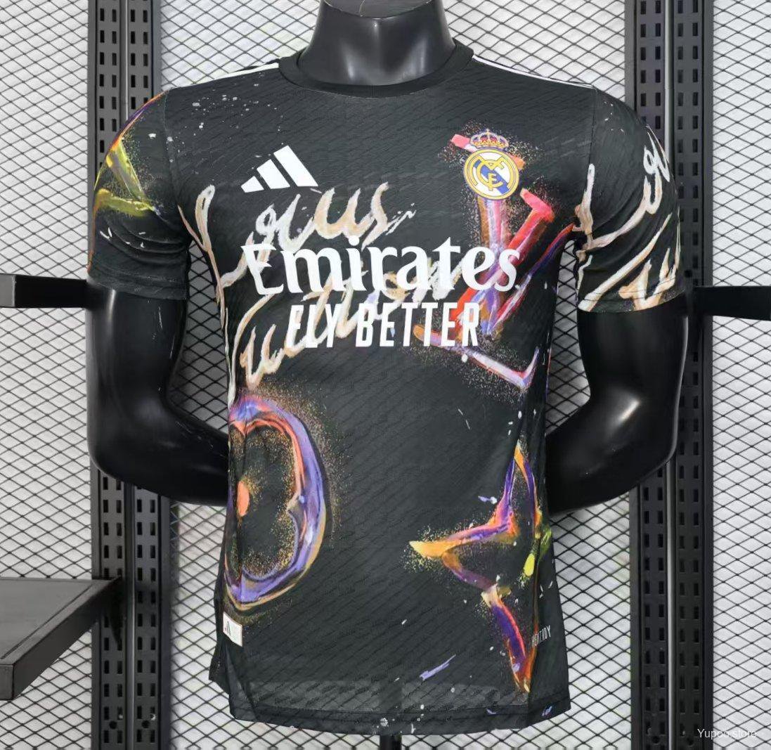 Real Madrid Black with Colorful Abstract Art Pattern 25/26 Player Jersey