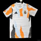 Real Madrid White Crew Orange Pre-Match 24/25 Adult Soccer Shirt