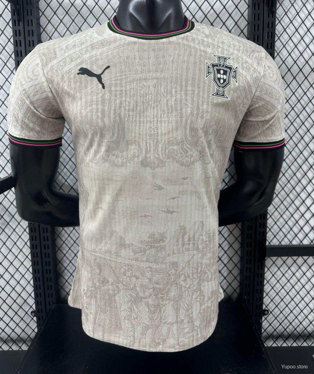 Portugal Away White with Subtle Pattern 2025 Player Soccer Football Futbol Adults Jersey