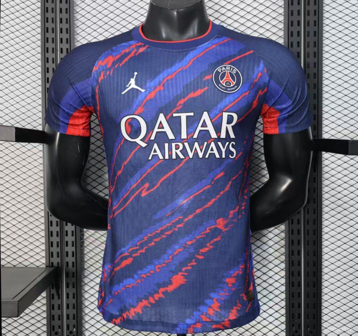 PSG Paris Saint-Germain Blue with Red Lightning Pattern 25/26 Player Jersey