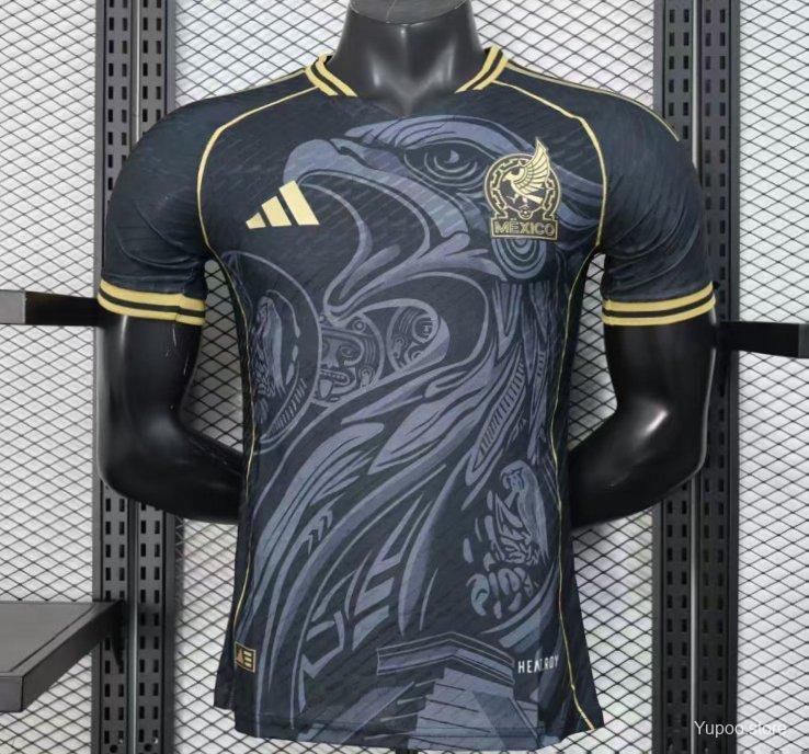 Mexico Black with Eagle Feather Pattern 2025 Player Jersey