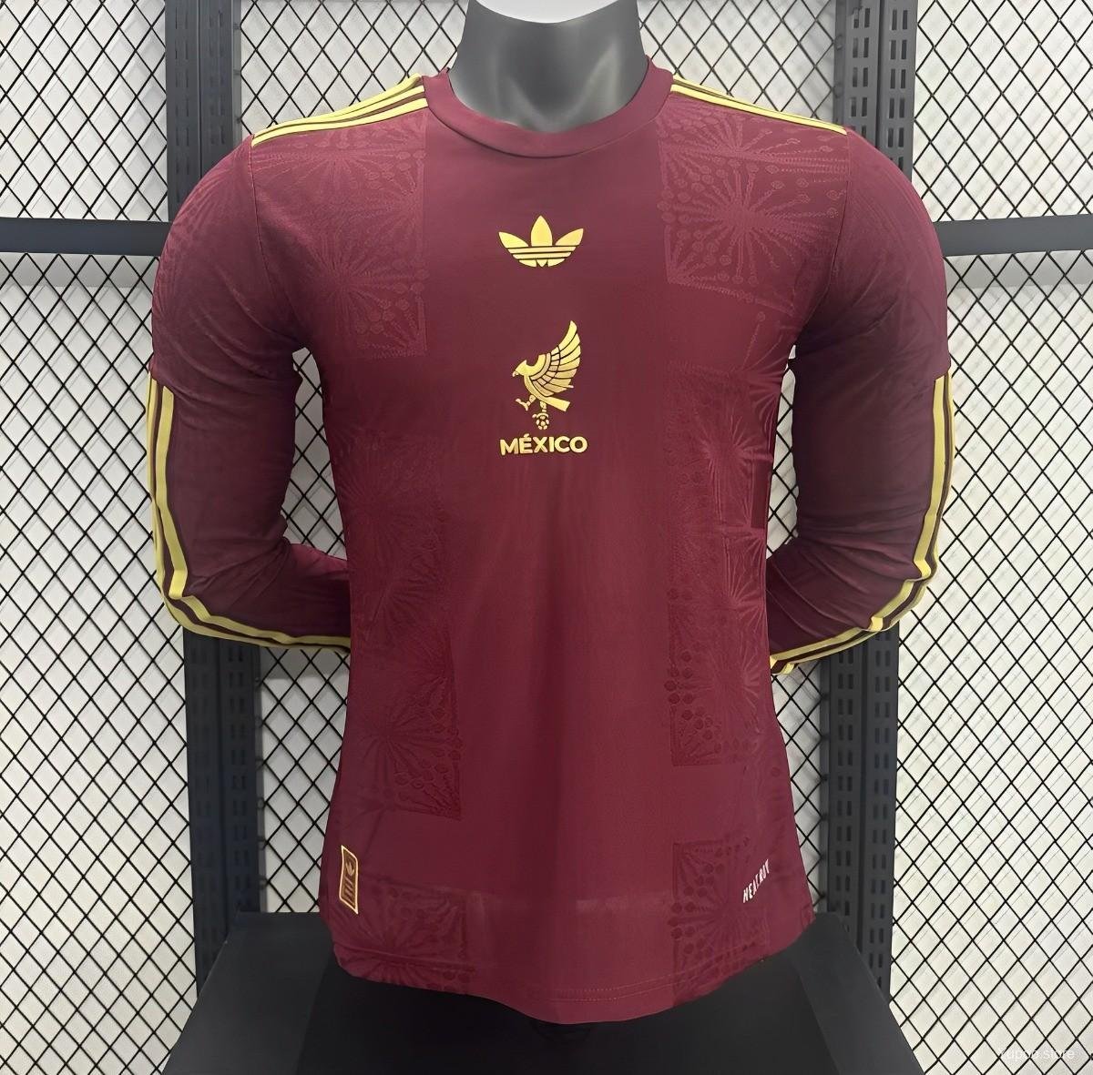 Mexico Gold Cup Wine 2025 Long Sleeve Player Soccer Football Futbol Adults Jersey