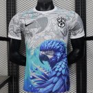 Brazil White with Blue Macaw 2025 Player Soccer Football Futbol Adults Jersey