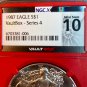 1987 American Silver Eagle MS70 NGCx MS10 TOP POP Vault Box Red