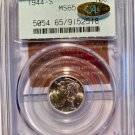 1944-S MS65FB Mercury 10c dime GOLD CAC Old Rattler OGH