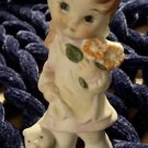 Vintage Frankel Porcelain Figurine Flower Girl w/cat 4.75"