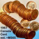 LOT OF 5: CANADA 1 Cent 1967 Uncirculated (~MS65RD) ***5 PCS LOT***