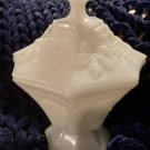 8” Vintage Anchor Hocking Milk Glass Footed Candy Dish w/Lid Grape Pattern