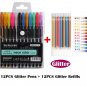 12pc glitter pen  with 12 Refill glitter pens  Colors Gel Pens  School Office