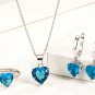 925 Silver Jewelry Sets Heart Zircon  Ring Earrings Necklace Wedding Bridal Engagement Accessories