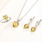 925 Silver Jewelry Sets Heart Zircon  Ring Earrings Necklace Wedding Bridal Engagement Accessories