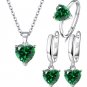 925 Silver Jewelry Sets Heart Zircon  Ring Earrings Necklace Wedding Bridal Engagement Accessories