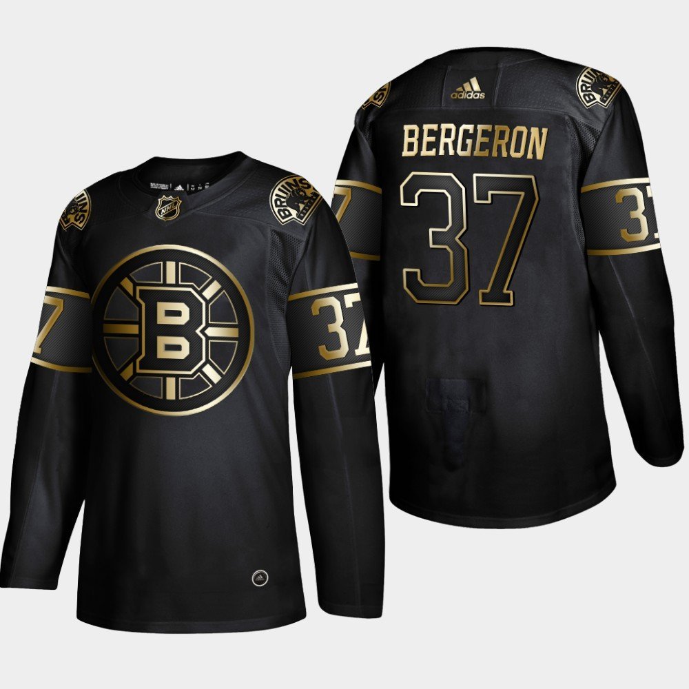 Boston Bruins 37 Patrice Bergeron Black Golden Edition Authentic Jersey