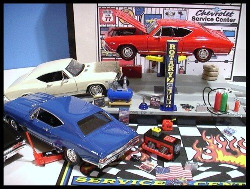 1968 CHEVELLE SS GARAGE W/ ELECTRIC CAR LIFT & 4 CARS++