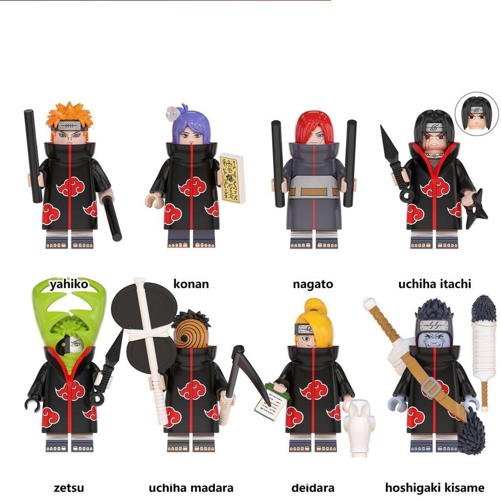 Naruto Series Akatsuki Group Nagato Konan Itachi Kisame Tobi 8pcs Minifigure Toy