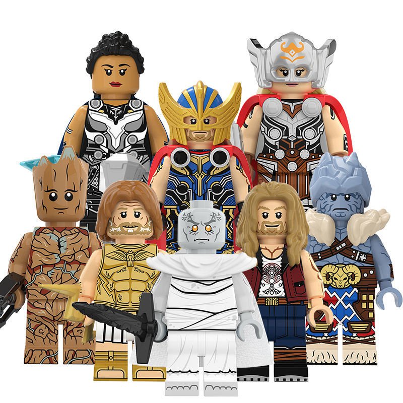 Marvel Thor Love and Thunder Zeus Gorr Mighty Thor Valkyrie 8pcs Minifigures Toy