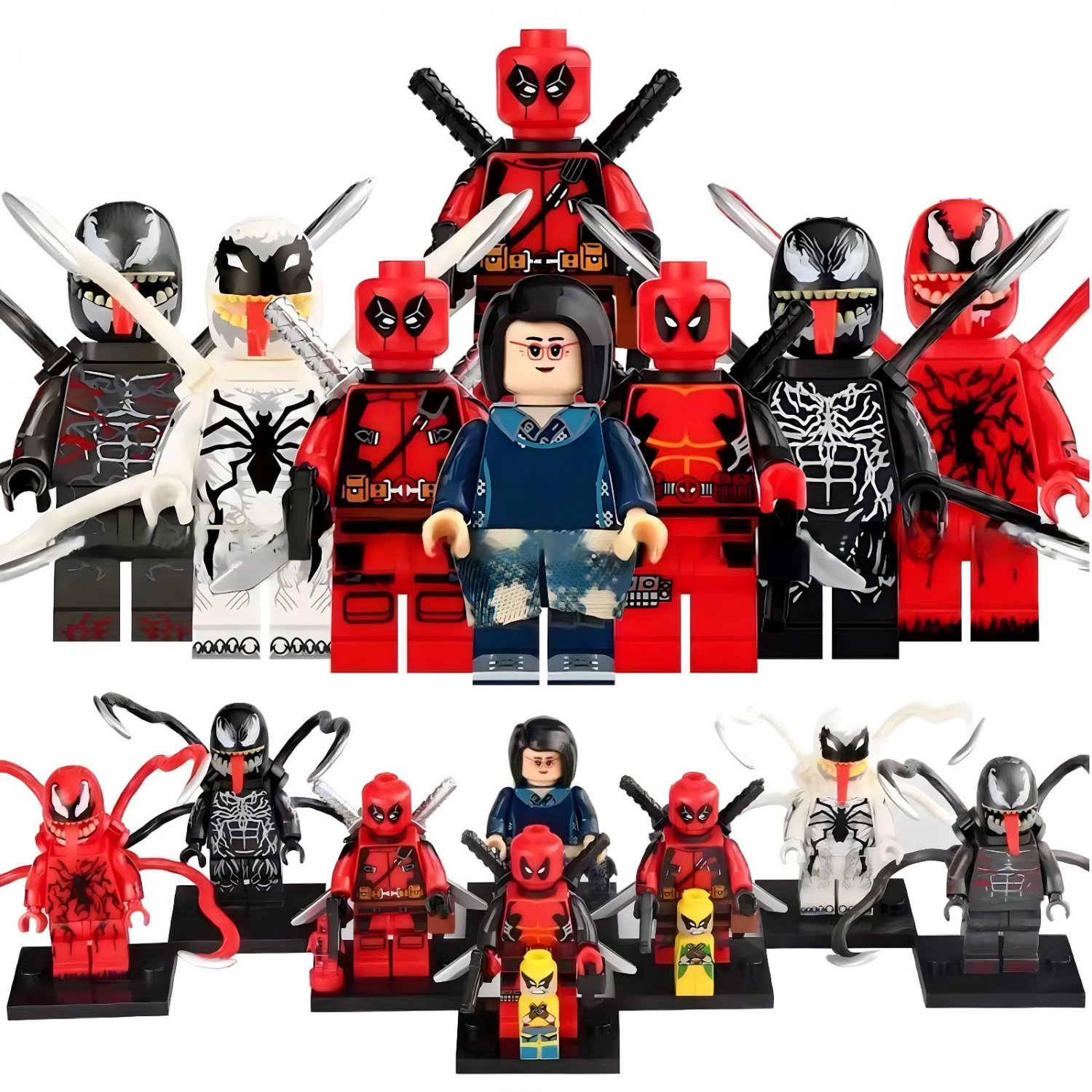 Deadpool Wolverine Venom Riot Anti-Venom Carnage Mrs Chen 8pcs ...