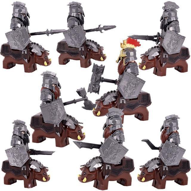 The Hobbit Battle Dwarf Warriors riding Boar Mount 16pcs Minifigures Bricks Toy