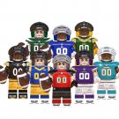 Football Players NFL Super Bowl Packers Dolphins Steelers Rams 8pcs Minifigures