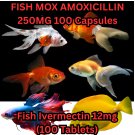 Fish Mox 100 Caps Aquarium Treatment 250mg with Advanced Parasite Combo Pack – 100 pills Each