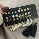 Gold Color Heart Butterfly Drop Earrings Set Women Earring Trend Set Earrings Jewelry