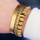 Luxury Set Crown Charms Man Bracelet Roman Stainless Steel Women Bangles Hand Jewelry Gift
