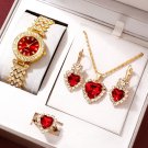 Golden Luxury Watch Women Ring Necklace Earring Rhinestone Fashion Bracelet Watches Jewelry Set Golden Luxury Watch Women Ring Necklace Earring Rhinestone Fashion Bracelet Watches Jewelry Set