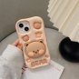 Lovely 3D Bear Hidden Holder Stand Silicone Phone Case For iPhone 13 Cute Girl Cover