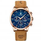 Business Leather Men's Watch Luxury Waterproof Brown Strap Blue Face Business Leather Men's Watch Luxury Waterproof Brown Strap Blue Face