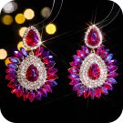 Vintage Rhinestone sunflower Statement Earrings Retro Big Cluster Crystal Drop Dangle Earrings