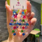 New Colorful Crystal Dangle Drop Earrings for Women Trend Korean Fashion